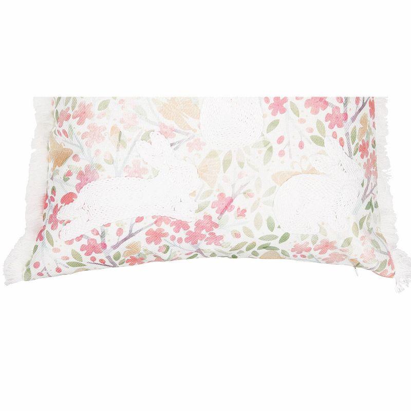 Easter Bunnies Flowers Decorative Throw Pillow