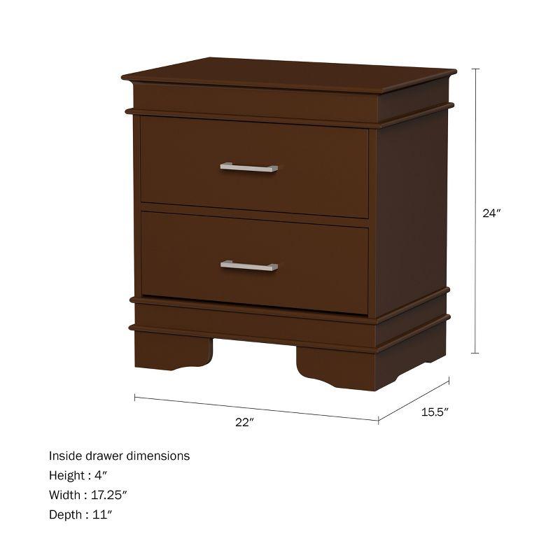 Hastings Home End Table with 2 Drawers, Wooden with Silver Handles, Dark Brown