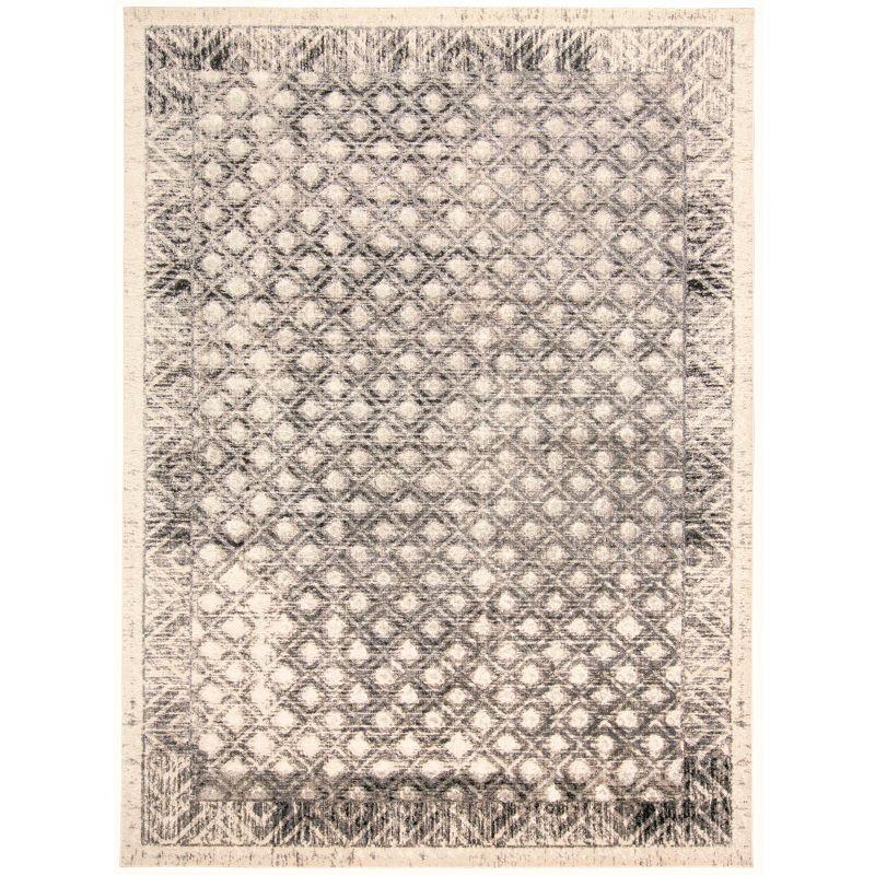 Reversible Ivory Diamond Synthetic Area Rug 5'3" x 7'6"