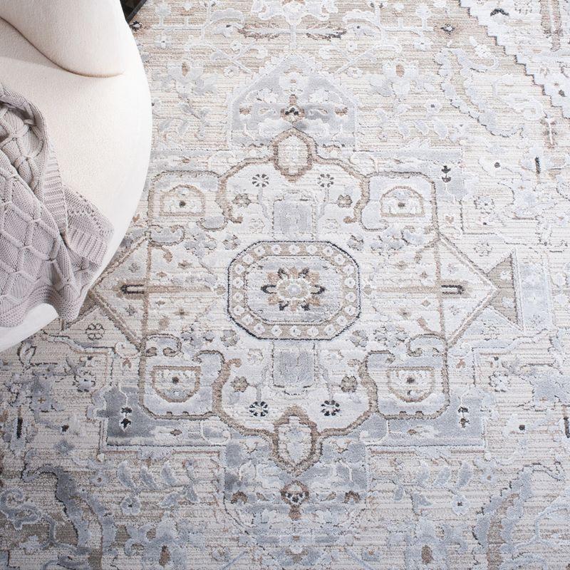 Mayflower Light Blue and Beige Synthetic Runner Rug