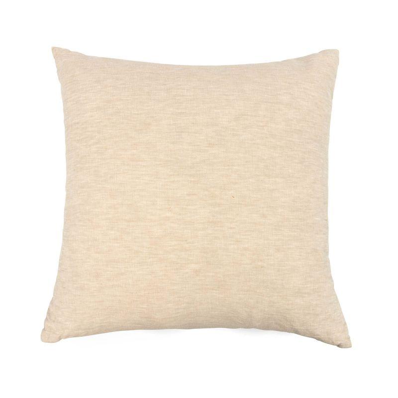 20" Square Putty Heather French Linen Throw Pillow