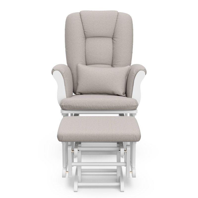 Tuscany White and Taupe Swirl Glider Chair with Ottoman