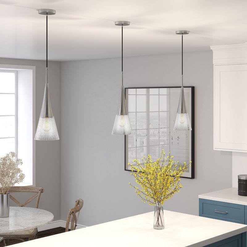 Myra Brushed Nickel Pendant with Seeded Glass Shade