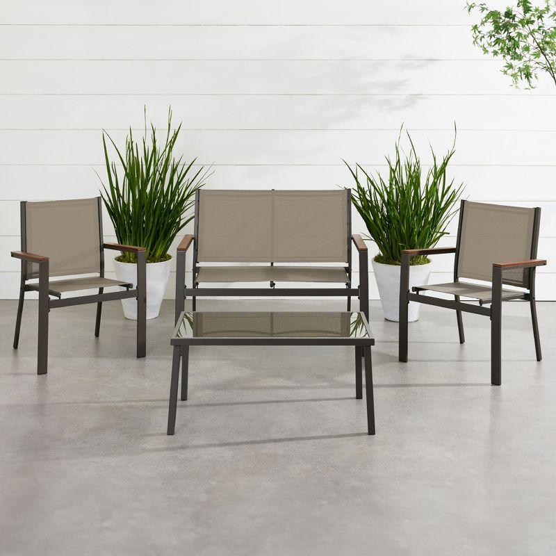 Best Choice Products 4-Piece Outdoor Textilene Patio Conversation Furniture Set w/ Loveseat, Table