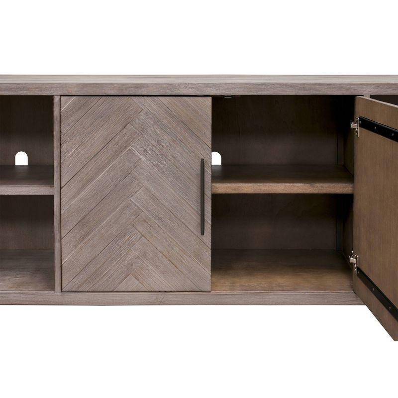 Palisades 2 Door Console TV Stand for TVs up to 80" Gray - Martin Furniture: Herringbone Pattern, Iron Hardware