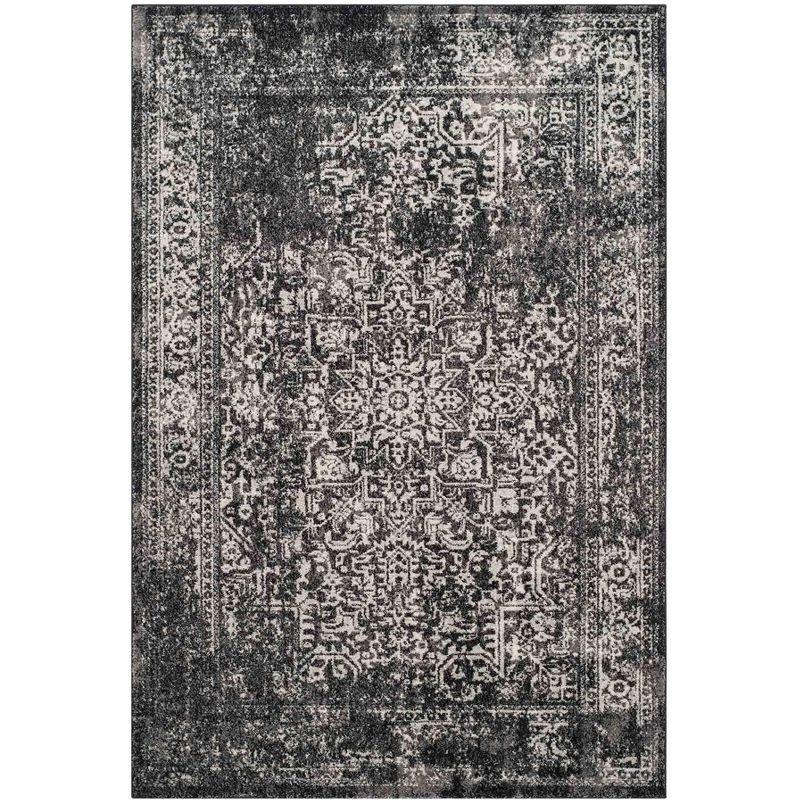 Reversible Black/Grey Synthetic 5' x 7' Easy-Care Area Rug