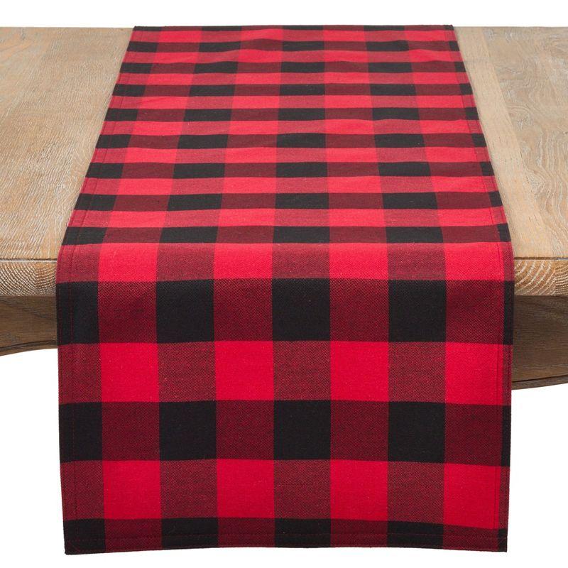 Saro Lifestyle Cotton And Poly Blend Table Runner With Plaid Design