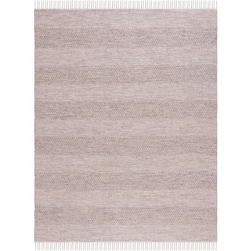 Ivory and Steel Grey Handwoven Cotton Area Rug