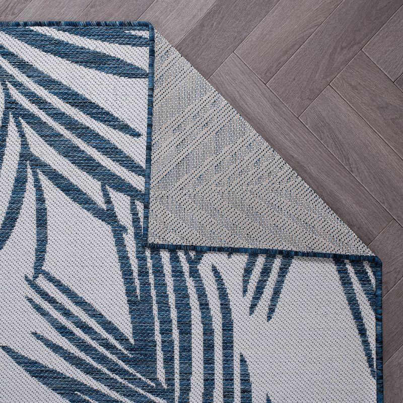 World Rug Gallery Contemporary Distressed Leaves Textured Flat Weave Indoor/Outdoor Area Rug - NAVY 7'10"X10'