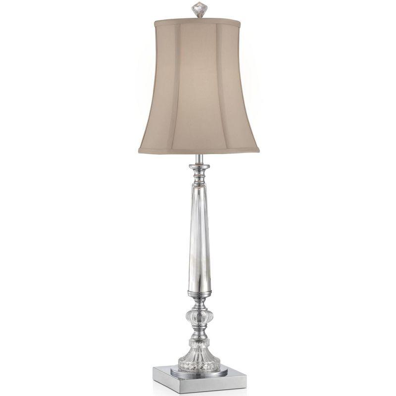 Vienna Full Spectrum Belardo Traditional Buffet Table Lamp 32" Tall Clear Crystal Taupe Bell Shade for Bedroom Living Room Bedside Nightstand Office