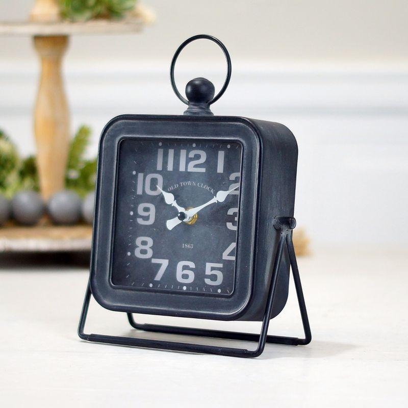 VIP Metal 10 in. Black Traditional Table Clock