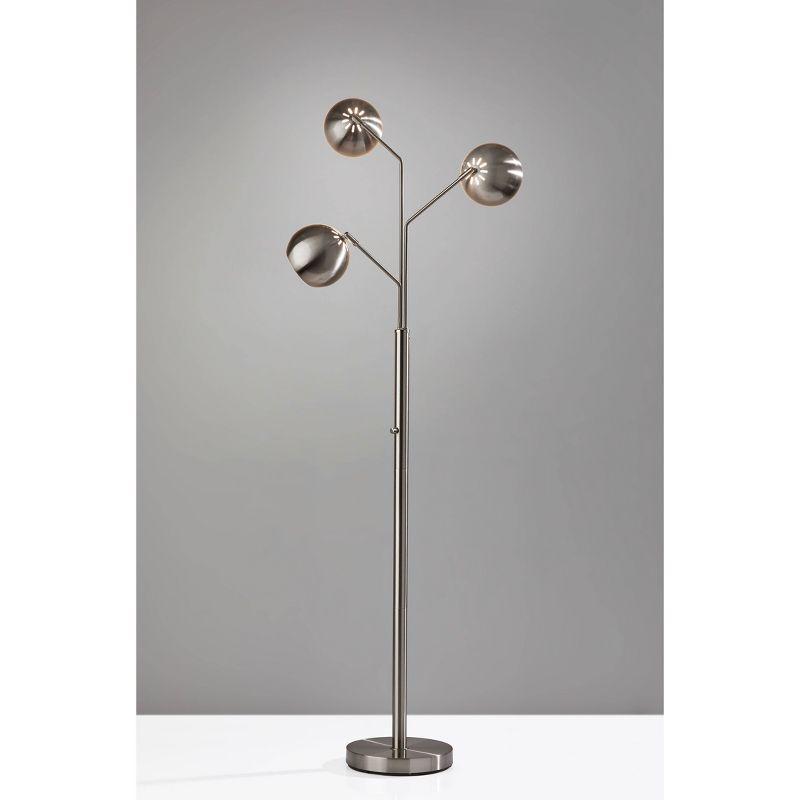 Adjustable Brushed Steel Multi-Head Tree Floor Lamp