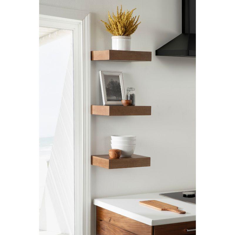 Kate & Laurel All Things Decor (Set of 3) 12" Havlock Wood Floating Shelves Rustic Brown