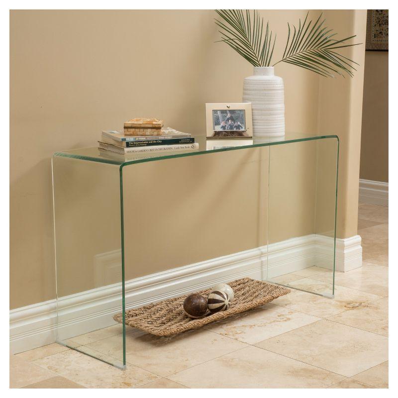 Clear Tempered Glass Modern Console Table with Storage