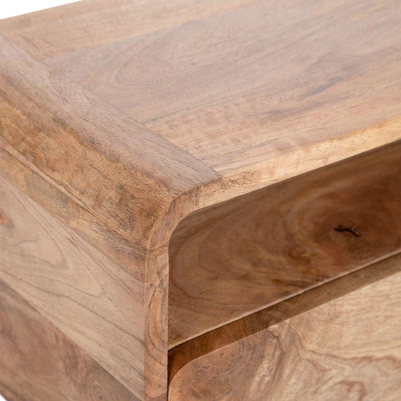 Natural Mango Wood Floating Side Table with Drawer