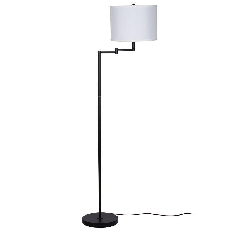 Cresswell Lighting 60" Swing Arm Floor Lamp Black: Linen Shade, Metal Body, UL Listed