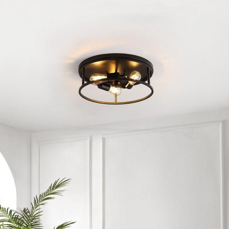 Broux 3 Light 15.75" Flush Mount - Black - Safavieh.