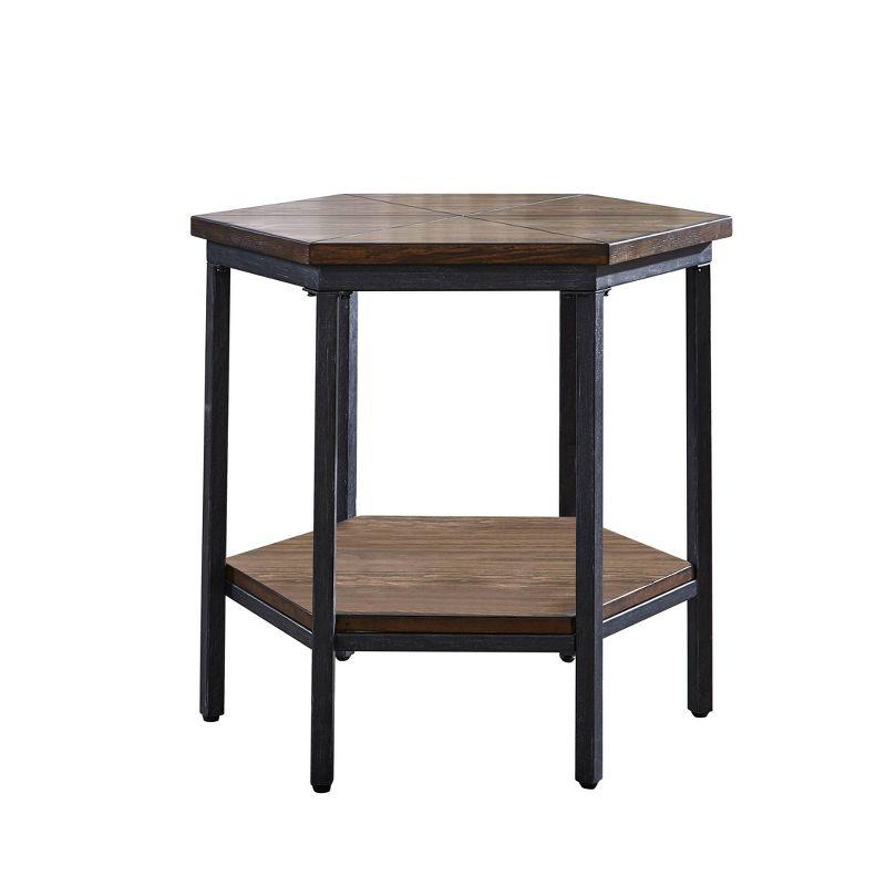 Ultimo Hexagon End Table Metal Brown - Steve Silver Co.: Adjustable Height, Wood Top, Dry Dust Care