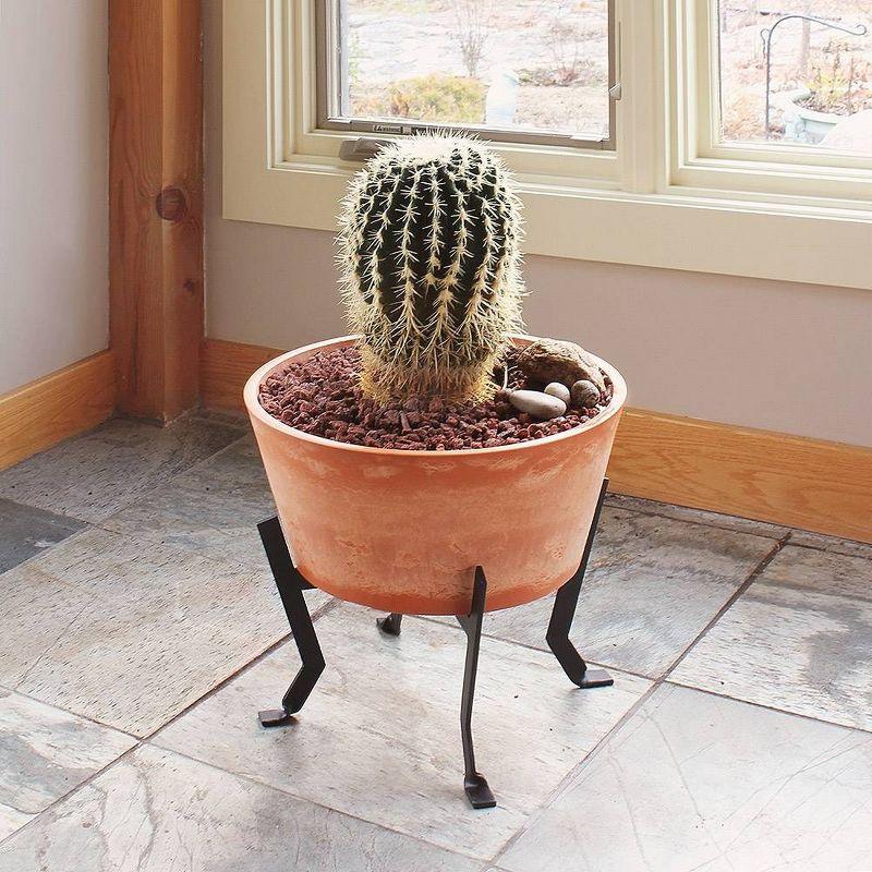 Rustic Terra Cotta Planter with Black Wrought Iron Stand