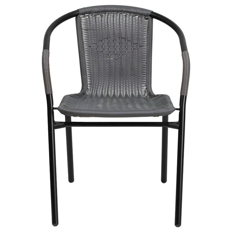 Flash Furniture Lila 2 Pack Gray Rattan Indoor-Outdoor Restaurant Stack Chair