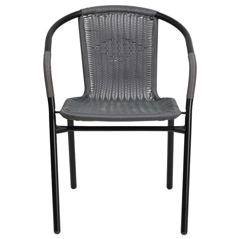 Gray Rattan Stackable Patio Dining Chairs, Set of 2