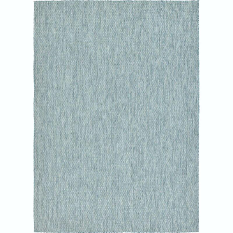 Aquamarine Low Pile Outdoor Rectangle Area Rug