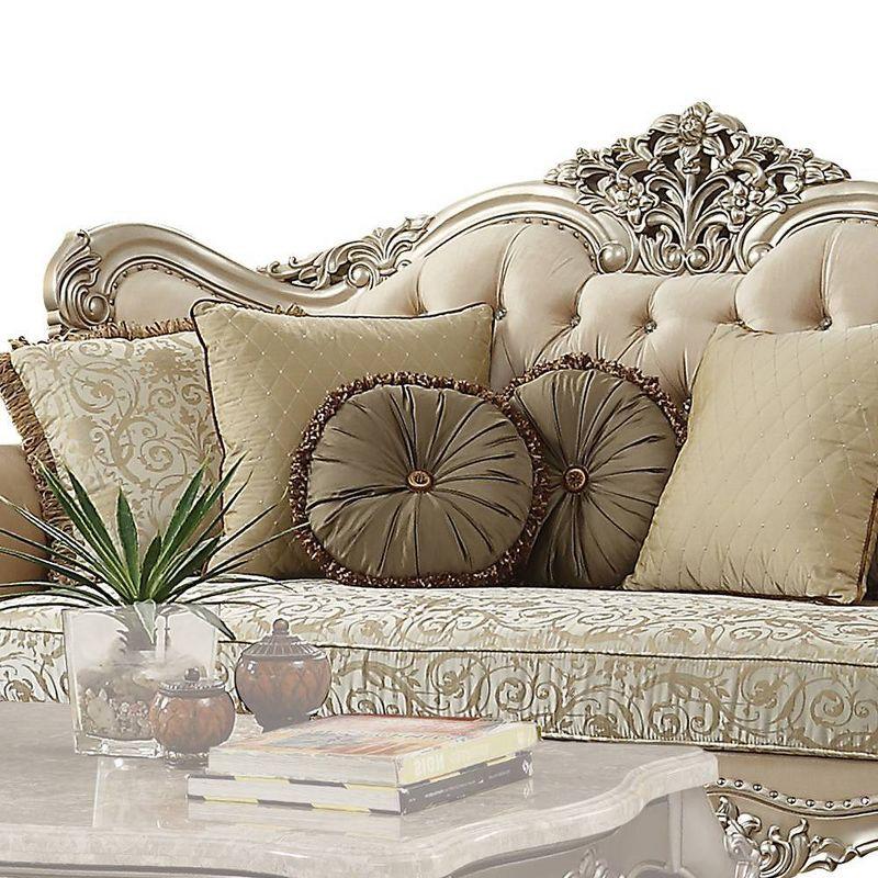 88" Bentley Sofa Fabric/Champagne - Acme Furniture: Victorian-Inspired, Tufted, Rolled Arms