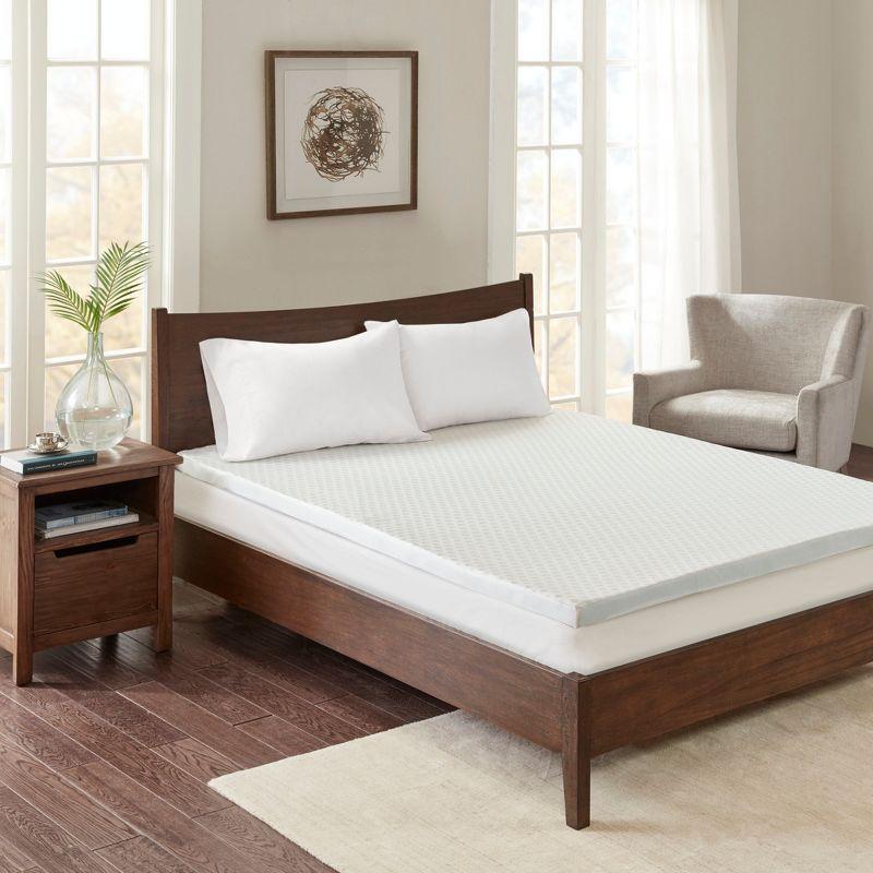 Hypoallergenic 2" Gel Memory Foam Mattress Toppers (Queen) White: Microfiber Cover, TESTEX Certified