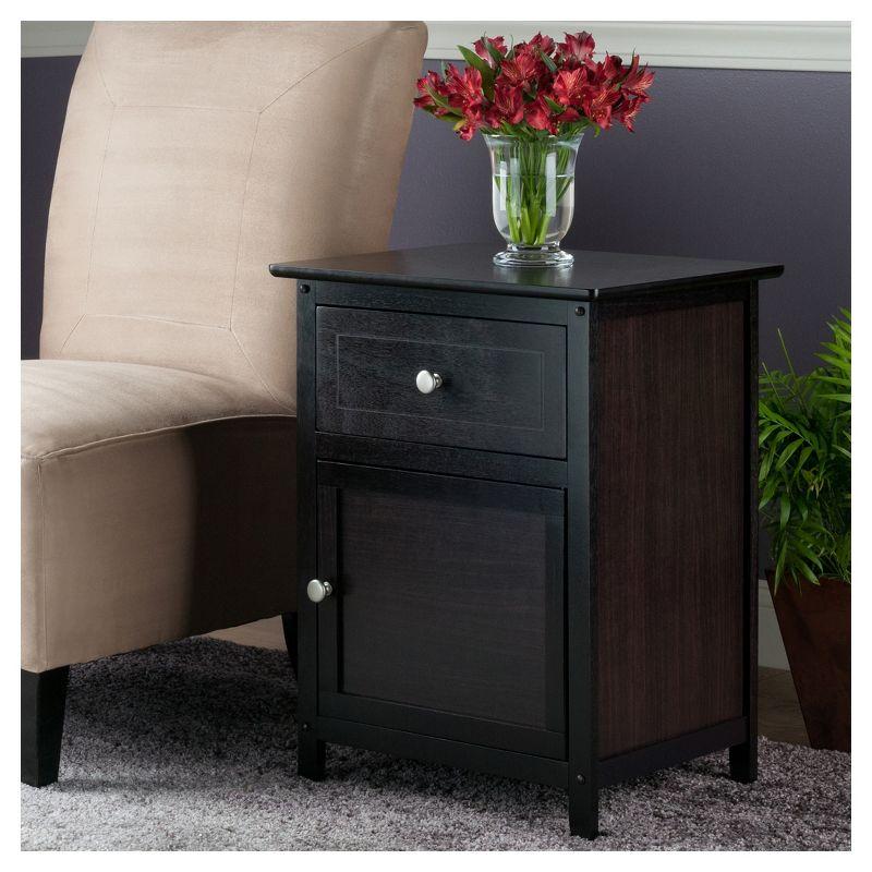 Eugene Nightstand - Espresso - Winsome: Wood Composite Bedside Cabinet with Storage