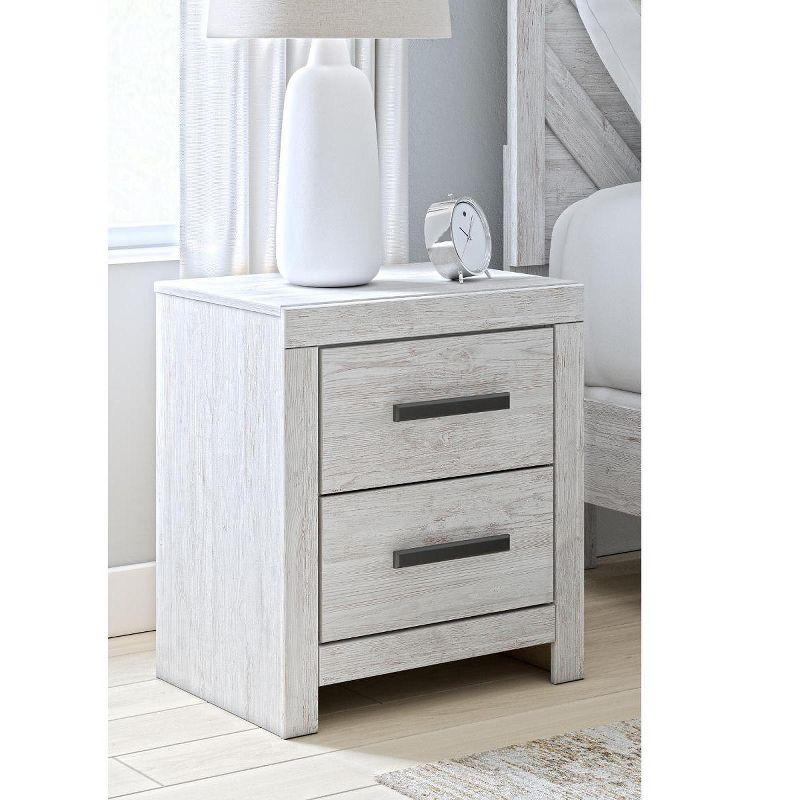 Whitewash Transitional 2-Drawer Nightstand