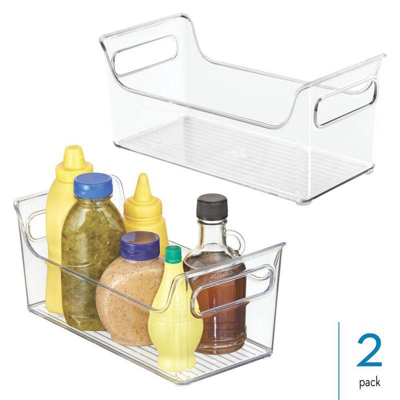iDesign iDesign Condiment Organizer for Fridge - Plastic Fridge Organizer Bins with Handles, Set of 2, Clear