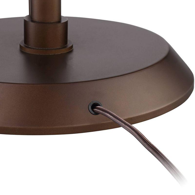 Possini Euro Design Traverse Modern Floor Lamp with LED Gooseneck Reading Light 64" Tall Oil Rubbed Bronze Oatmeal Drum Shade for Living Room Bedroom