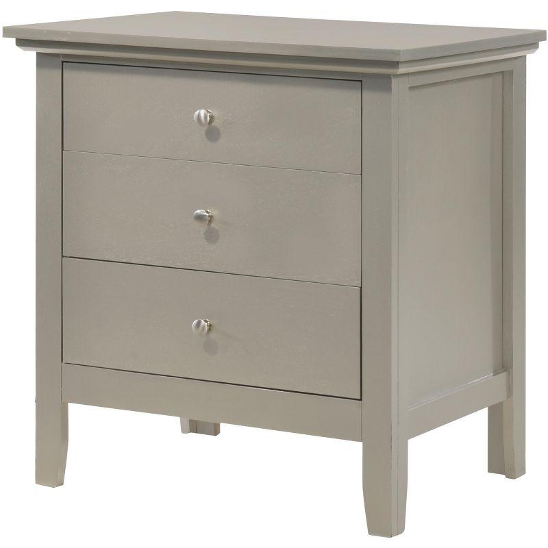 Passion Furniture Hammond 3-Drawer Silver Champagne Nightstand (26 in. H x 24 in. W x 18 in. D)