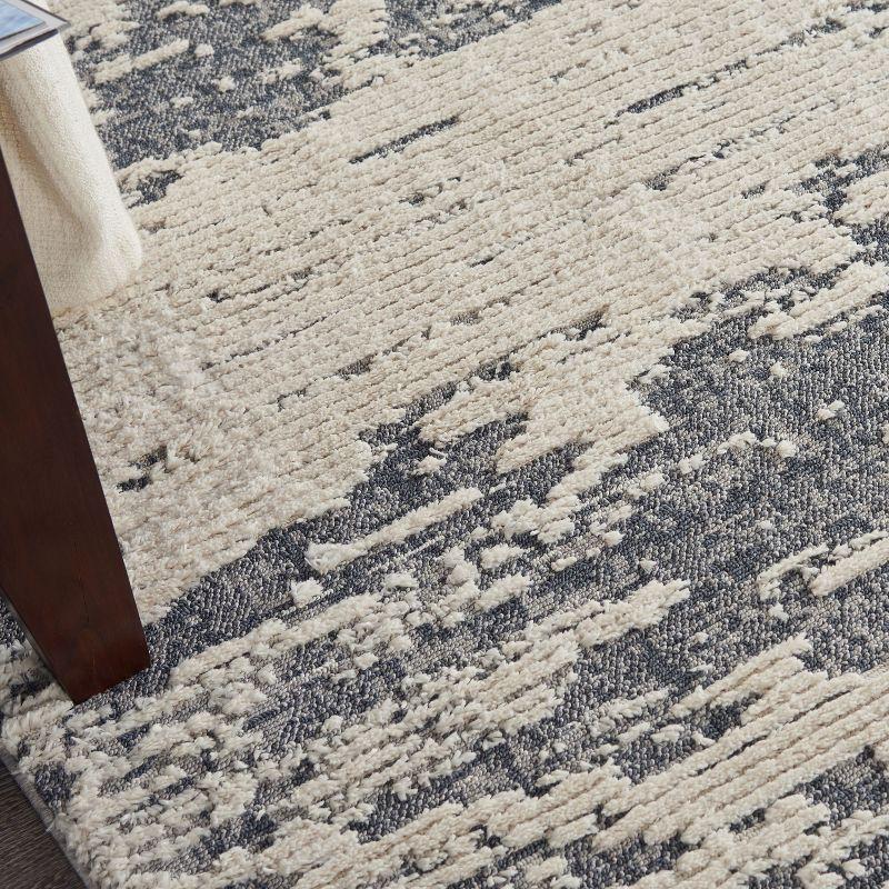 Nourison Textured Contemporary Plush Indoor Area Rug Ivory Blue 7'10" x 9'10"