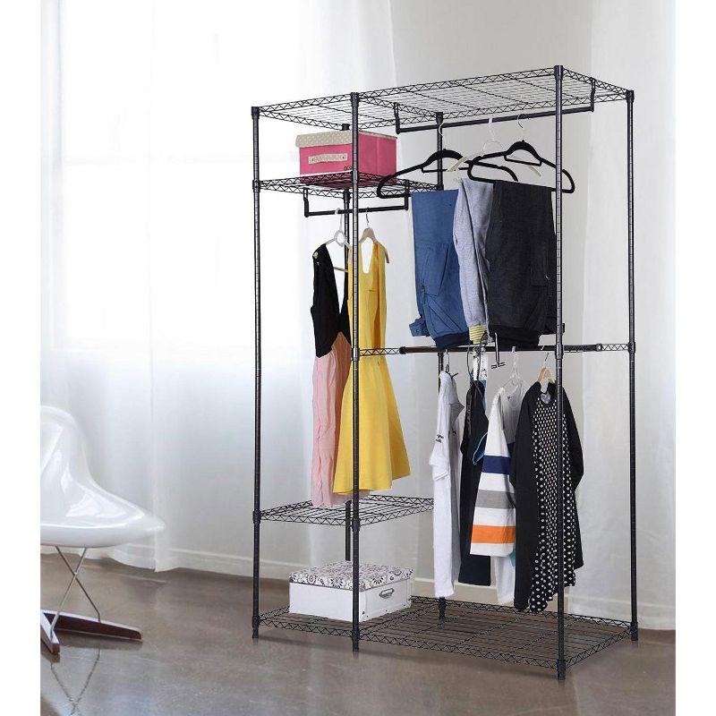 Costway 48''x18''x71'' Black Steel Portable Closet Organizer