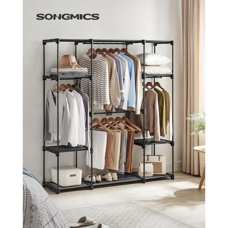 SONGMICS Portable Closet Freestanding Closet Organizer Clothes Rack with Shelves Hanging Rods Black