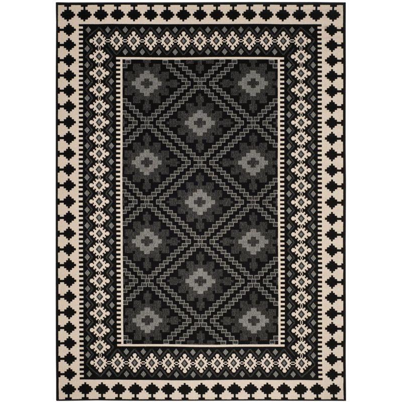 Veranda VER099 Power Loomed Indoor/Outdoor Area Rug - Black/Creme - 9'x12' - Safavieh