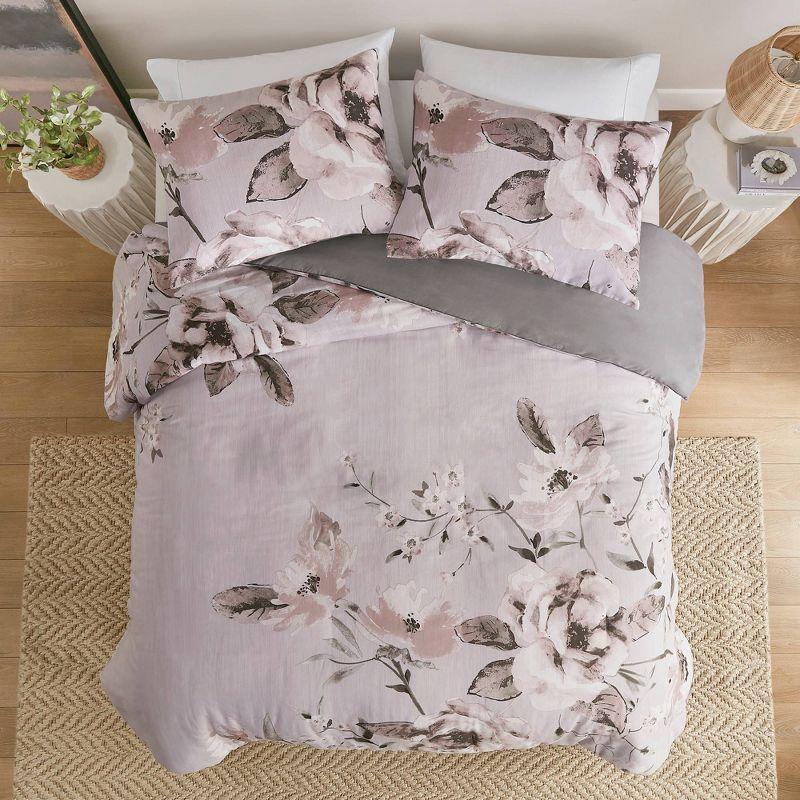 Lilac Floral Cotton Full/Queen Duvet Cover Set