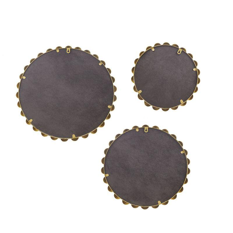 Marlowe Gold Beaded Round Wall Mirror 3-piece set