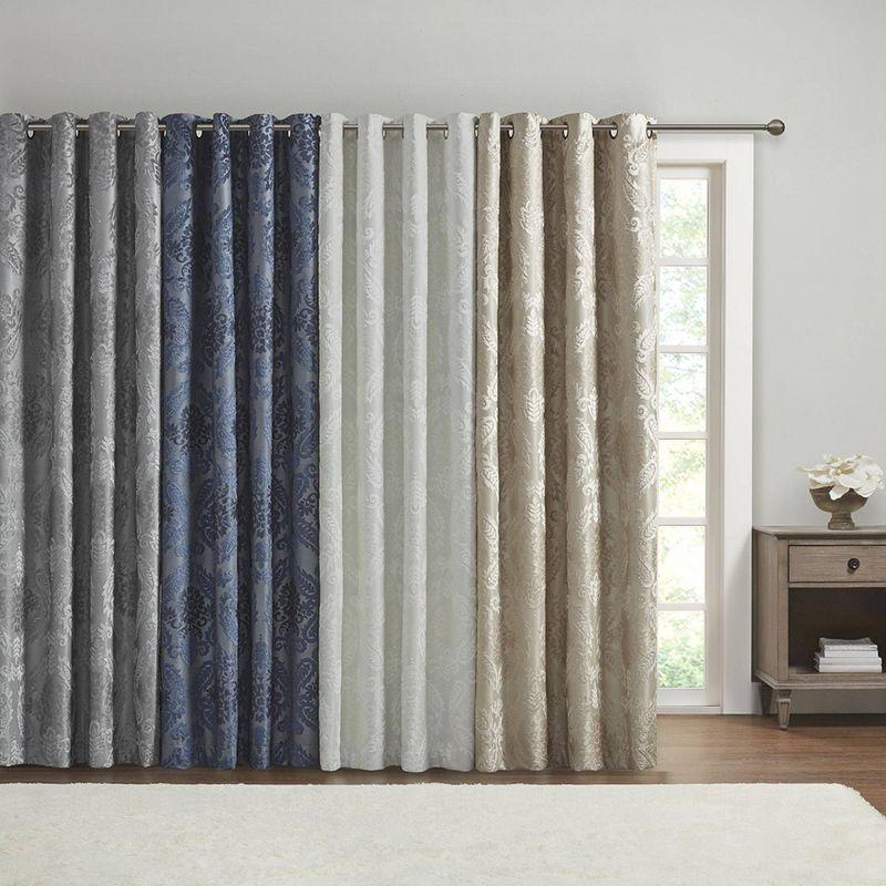 White Polyester Blackout Grommet Curtain Panel