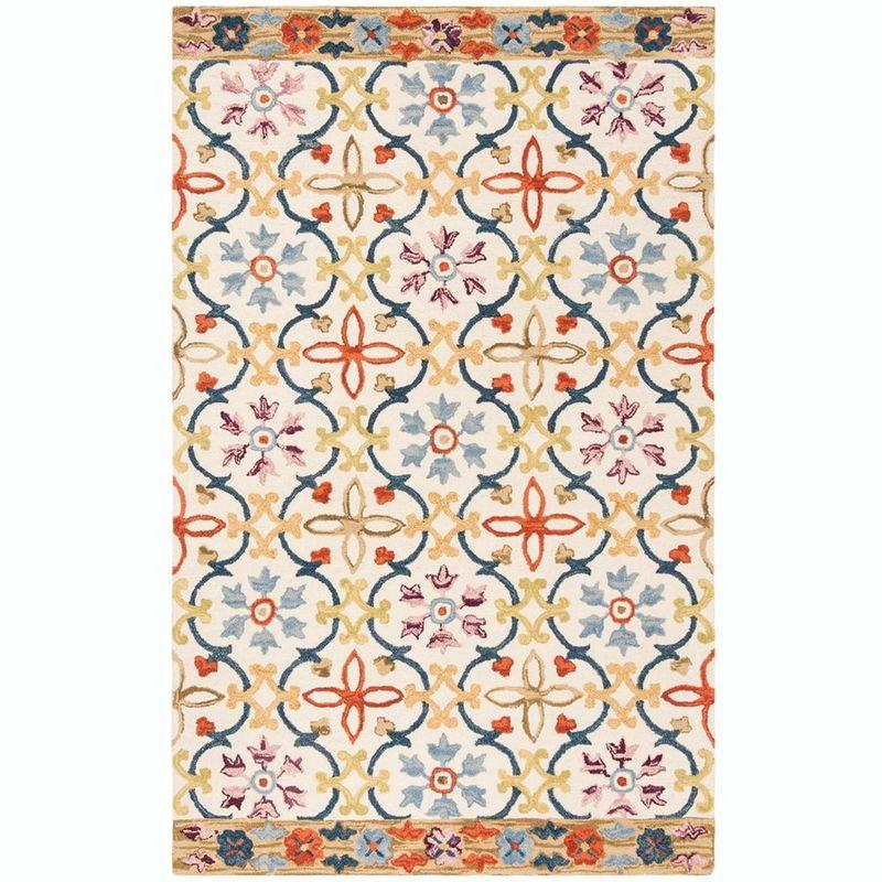 Suzani SZN310 Hand Hooked Indoor Area Rug - Ivory/Multi - 5'x8' - Safavieh.