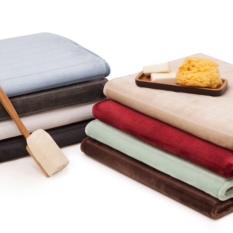24"x58" MICRODRY SoftLux Racetrack Twist Memory Foam Bath Mat with Skid Resistant Base Aqua: Machine Washable, Plush Bathroom Runner