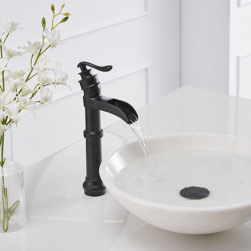 BWE Waterfall Single Hole Single-Handle Vessel Bathroom Faucet With Pop-up Drain Assembly