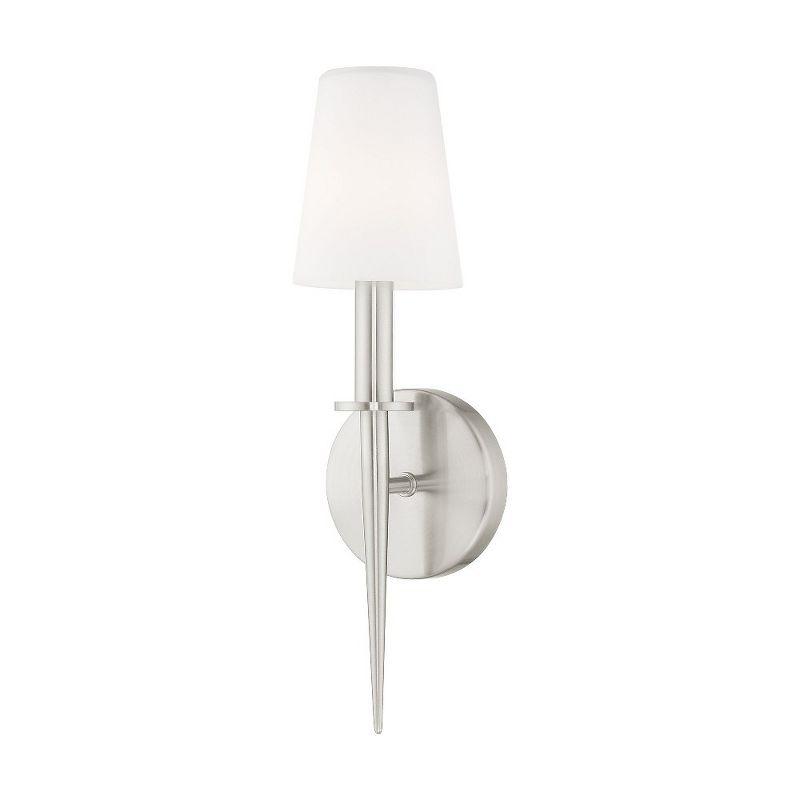 Witten Brushed Nickel 1-Light ADA Compliant Sconce with Opal White Glass