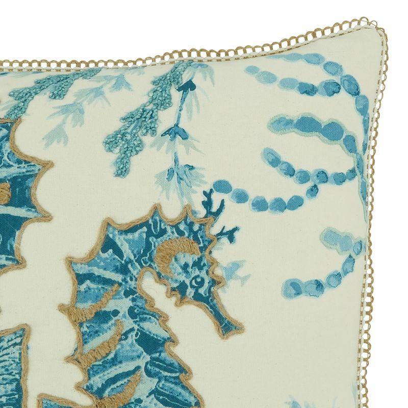 Saro Lifestyle Sea Horse Throw Pillow with Down Filling, 20", Blue