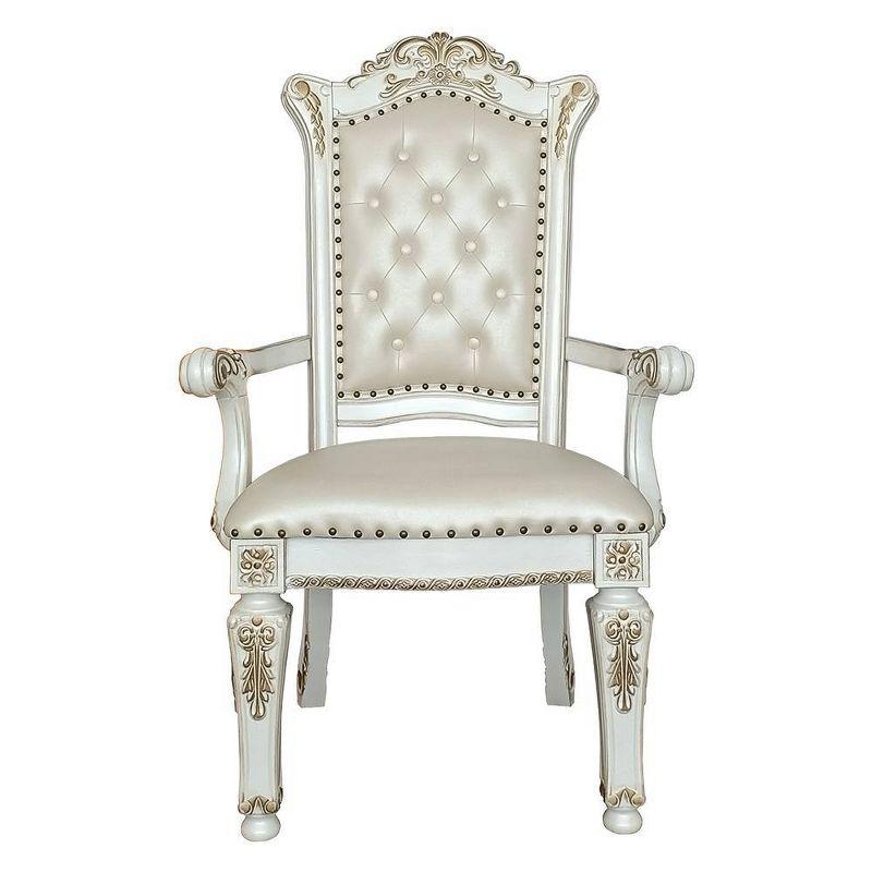 Vendome 27" Dining Chairs Antique Pearl - Acme Furniture: Upholstered, Nailhead Trim, No Assembly Required