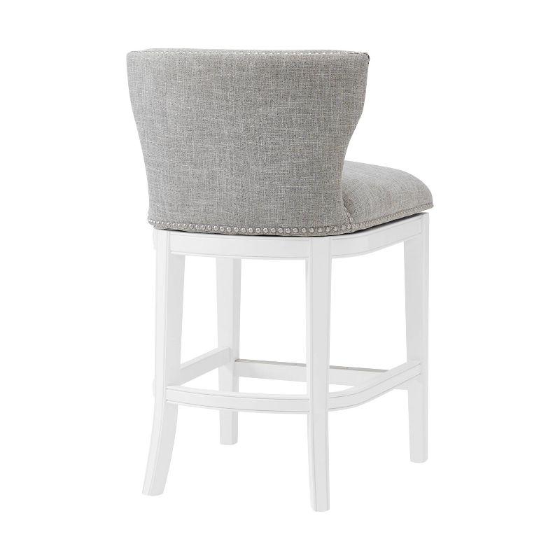 Miranda Swivel Counter Height Barstool White - Alaterre Furniture: 36in, Upholstered, Rubberwood Frame