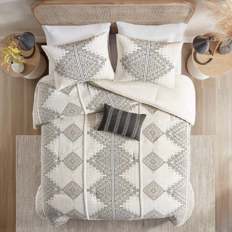 Ivory King Microfiber Nordic Bedspread Set with Shearling