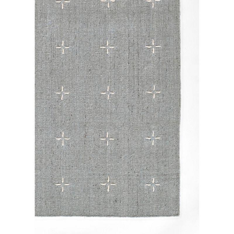 Momeni 9'x12' Oliver Cross Handloomed Area Rug Light Blue: Geometric Wool & Polyester, Low Pile, Indoor Use