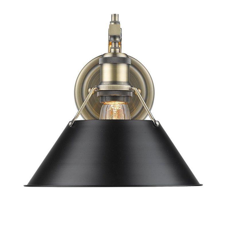 Golden Lighting Orwell 1-Light Wall Sconce in Aged Brass with Black